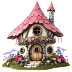 小屋,花朵环绕,魔法小屋PNG