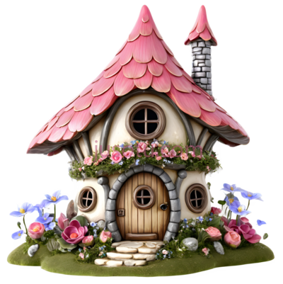 小屋,花朵环绕,魔法小屋, PNG