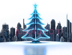 圣诞树,霓虹灯,蓝色PNG