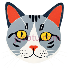 猫,卡通,灰色,白色,黑色,橙色PNG