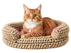 钩针猫沙发,猫咪,沙发PNG