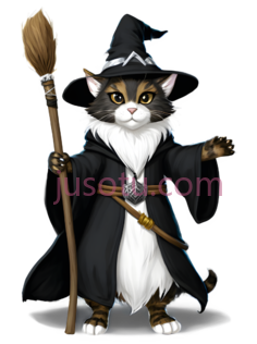 猫,巫师,黑色,白色PNG