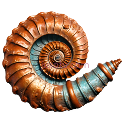 鹦鹉螺壳,古铜色,橙色,蓝色, PNG