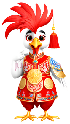 公鸡,卡通形象,红色,黄色,蓝色PNG