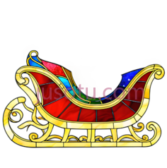 雪橇,卡通,金色, 红色PNG