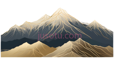 山脉,线条画,金色,白色, PNG