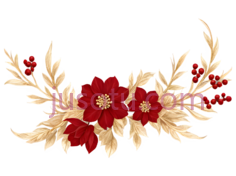 花束,插画,红色,金色PNG