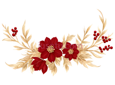 花束,插画,红色,金色, PNG