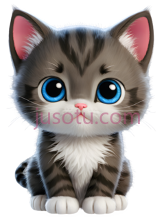小猫,卡通,灰色,白色,蓝色PNG