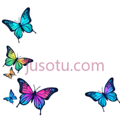 蝴蝶,卡通,蓝色,黄色,粉色PNG