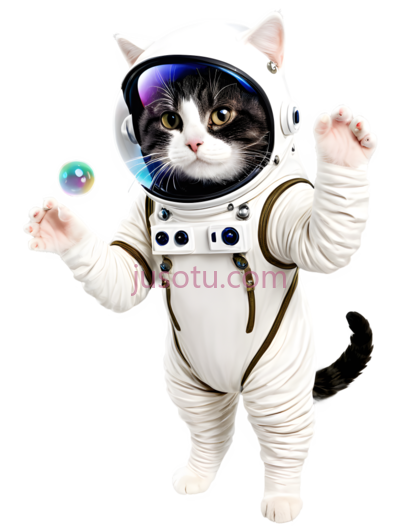 猫,宇航服,白色, PNG