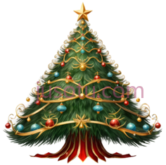 圣诞树,装饰性,绿色,红色,蓝色,黄色PNG