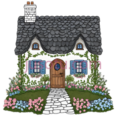 小屋,卡通,灰色屋顶,白色墙壁PNG