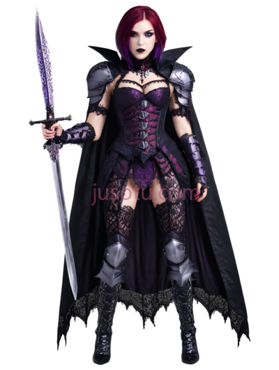 女战士,哥特式,紫色, PNG