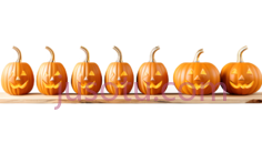 南瓜灯,雕刻有表情,橙色PNG