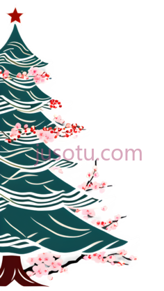 圣诞树,插画,绿色, 粉色PNG