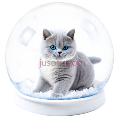 猫,雪球里的猫,灰色, PNG