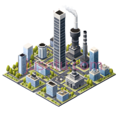 城市建筑群,像素,多彩PNG
