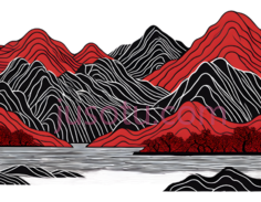 山脉,抽象,红色,白色PNG