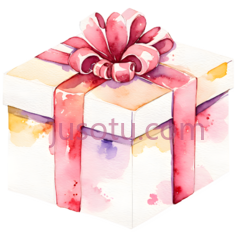 礼物盒,水彩画,粉色PNG