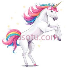 独角兽,卡通,白色,粉色,蓝色,黄色PNG