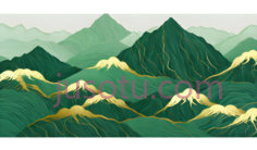 山脉,插画,绿色,黄色PNG