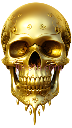 骷髅,金色雕刻,金色PNG