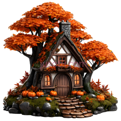 小屋,童话,橙色, PNG