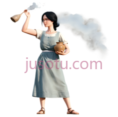 女孩,陶罐, PNG