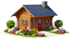 小木屋,乡村,红色,棕色PNG