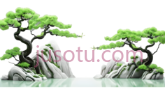 盆景,东方,绿色PNG