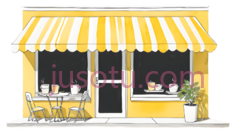 咖啡店,插画,黄色,白色PNG