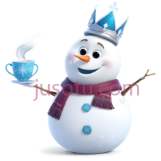 雪人,卡通,白色身体, 红色围巾, 蓝色帽子PNG