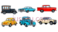 汽车,皮卡车,复古,卡通,米色PNG
