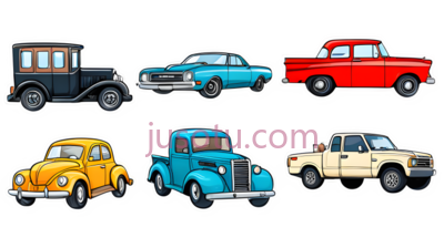 汽车,皮卡车,复古,卡通,米色, PNG