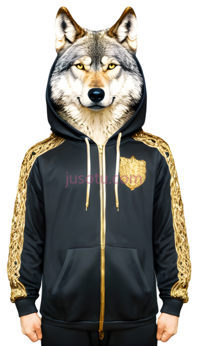狼头连帽衫,时尚,黑色, PNG