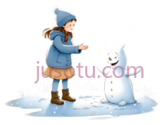 小女孩,雪人, PNG