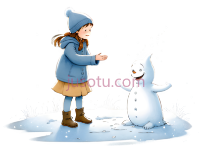 小女孩,雪人, PNG