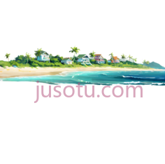 海滩,插画,蓝色,绿色,黄色PNG