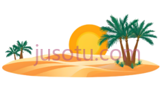 岛屿,卡通,橙色,绿色PNG