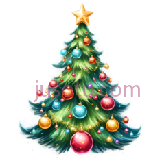 圣诞树,插画,绿色,红色,蓝色,黄色PNG
