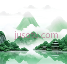 山水画,水墨画,绿色,白色PNG
