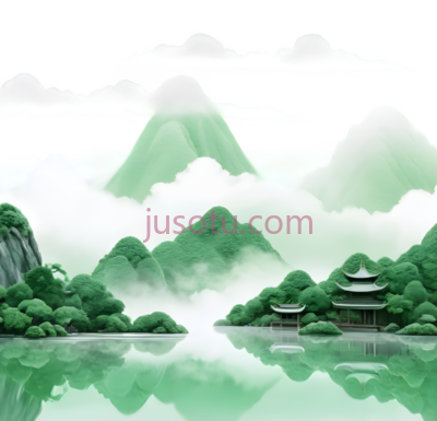 山水画,水墨画,绿色,白色, PNG