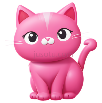 卡通小猫,可爱,粉色, PNG
