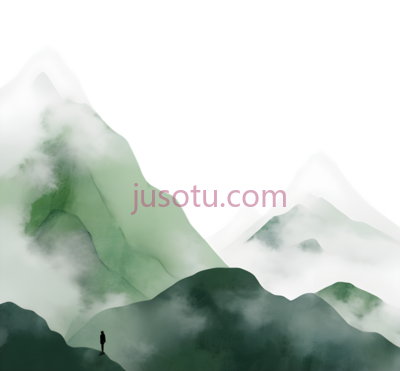 山脉,水墨画,绿色,白色, PNG