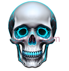 骷髅,3D,白色,蓝色PNG