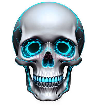 骷髅,3D,白色,蓝色, PNG