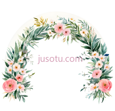花环,水彩画,粉色,白色,绿色, PNG
