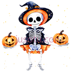 骷髅,卡通,黑色,橙色PNG