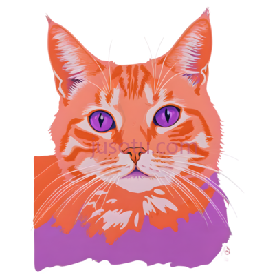 猫,波普,橙色,紫色, PNG